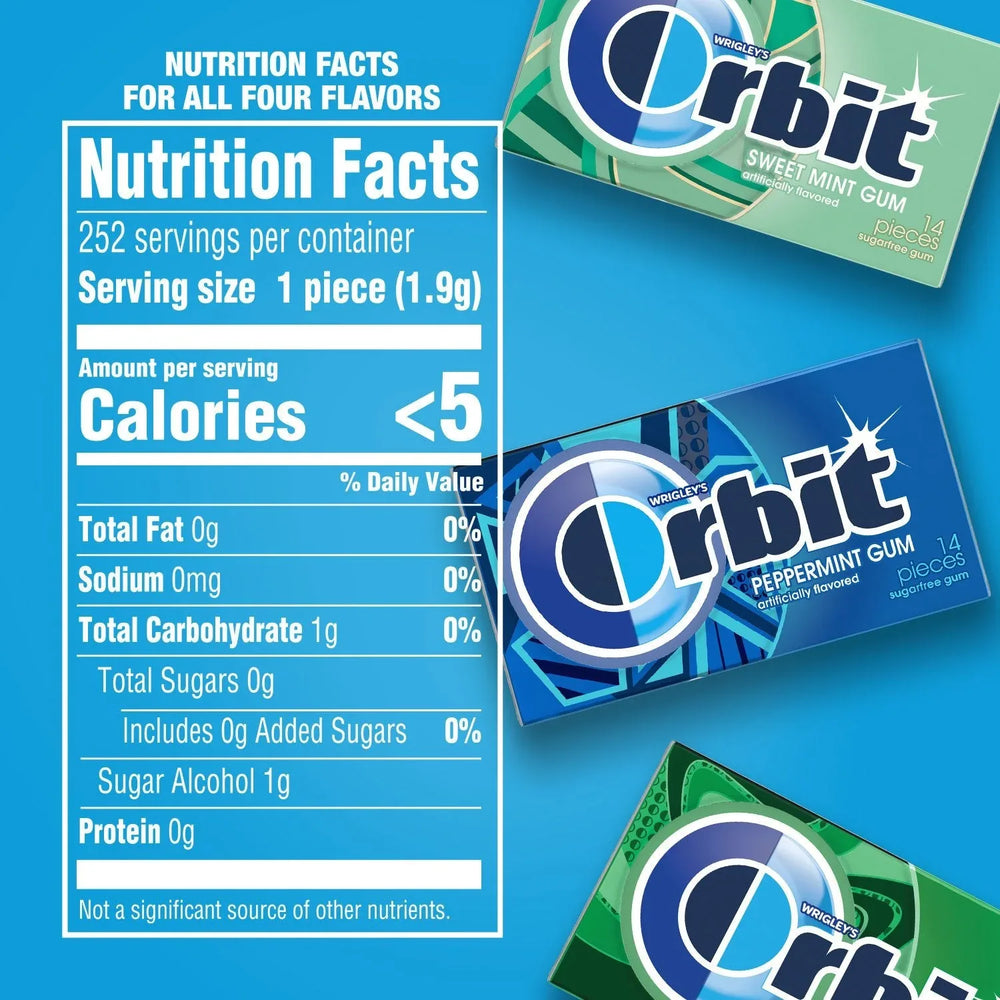 Orbit Mint Sugar Free Chewing Gum, Variety Pack, 14 pcs., 18 pk. - USA MEGA SHOP