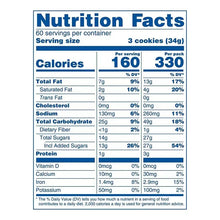 Oreo cookies Nutrition Facts panel for 3 cookies (34 g)