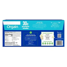 Protein shake carton back panel with nutrition facts and ingredients