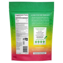WonderGut +Greens supplement pouch, back panel with Supplement Facts and ingredients