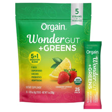 WonderGut +Greens supplement pouch, strawberry lemonade flavor, 25 stick packs