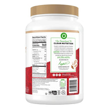 Protein powder container back label with Nutrition Facts and ingredient panel