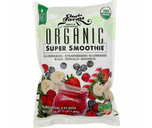 Organic super smoothie pouch with strawberry, banana, kale, spinach and blueberries