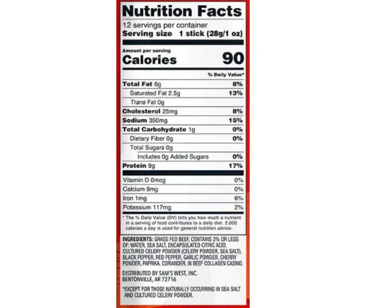 Member's Mark Original Grassfed Beef Snack Sticks 1 oz., 12 pack