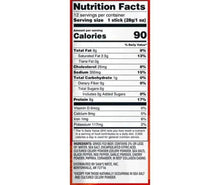 Nutrition Facts panel for beef sticks, 90 calories per serving