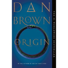 Blue paperback novel cover with Dan Brown title and green circular graphic