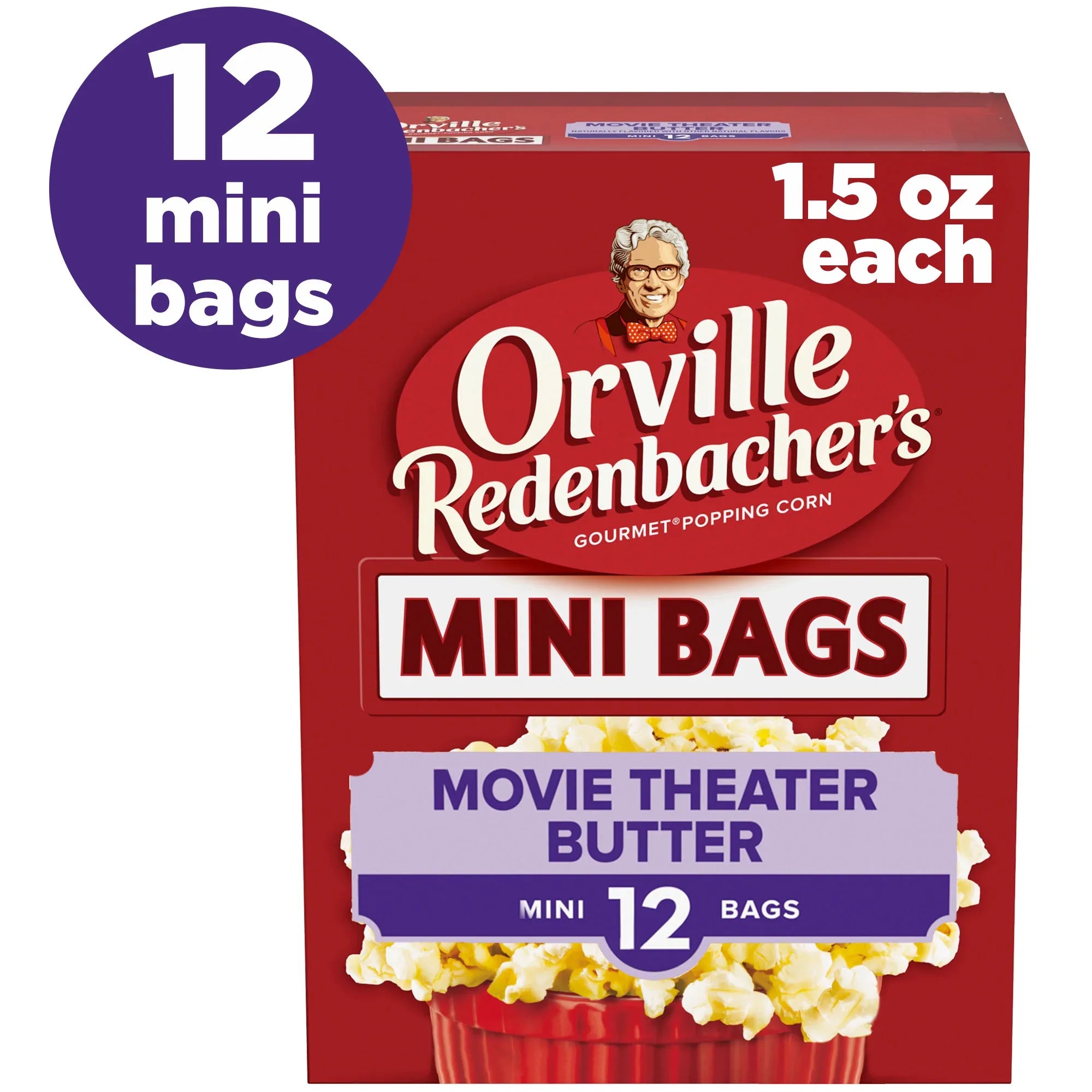 Orville Redenbacher’s Microwave Popcorn Mini Bags, Movie Theater Butter Flavor, 1.5 oz., 12-Count
