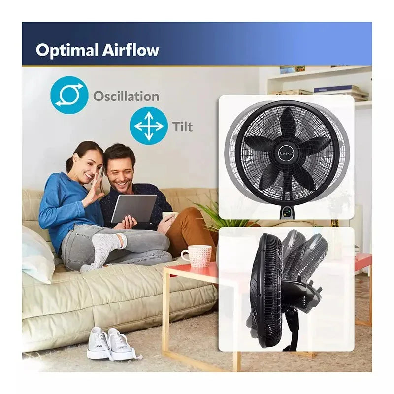 Lasko 18" Oscillating Pedestal Fan with Remote Control - Black