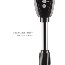Pedestal fan pole with adjustable height hardware and black base connection