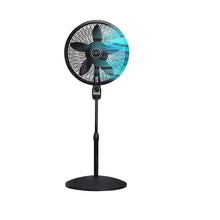 Black 18 in oscillating pedestal fan with wire grille and round base