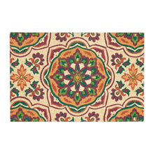 Ivory indoor/outdoor doormat with colorful floral medallion pattern