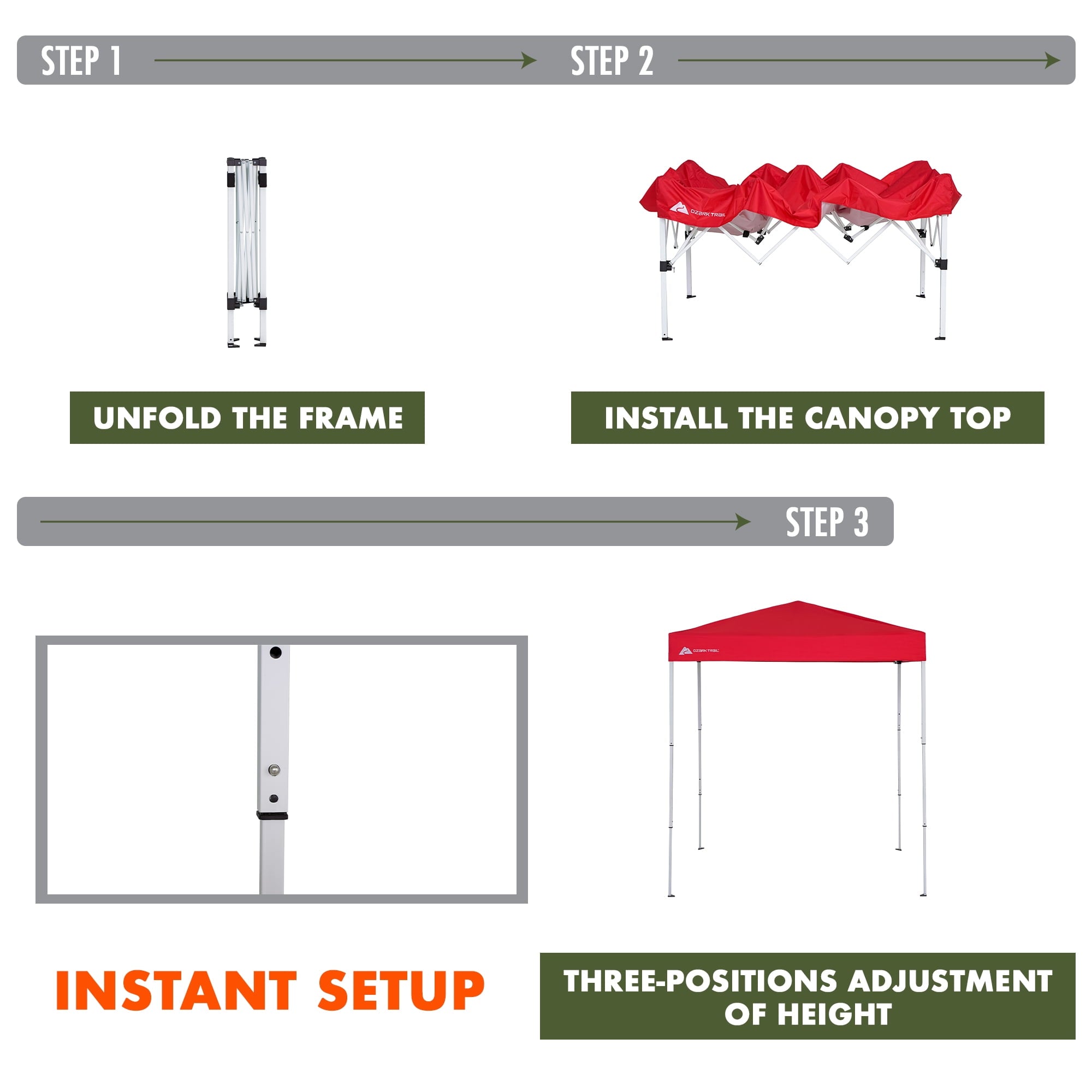 Ozark Trail canopy 10x10, pop up canopy tent, outdoor shading shelter, instant canopy with slant legs, portable canopy tent, camping sun shelter, backyard event canopy, foldable outdoor canopy, easy setup canopy tent, Ozark Trail outdoor shelter