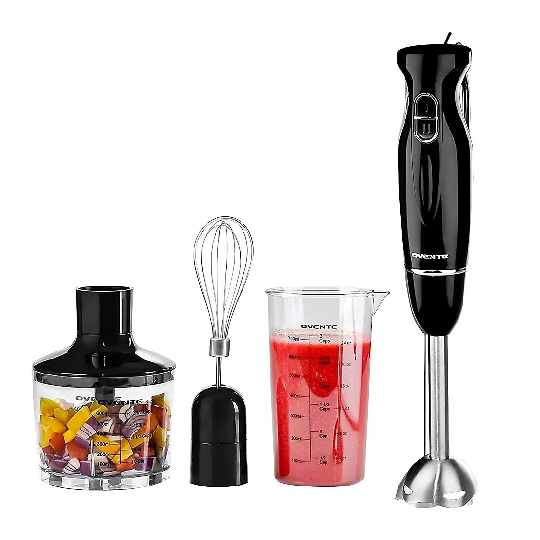 Ovente All-in-1 Immersion Hand Blender Set - Food Processor & Whisk Set