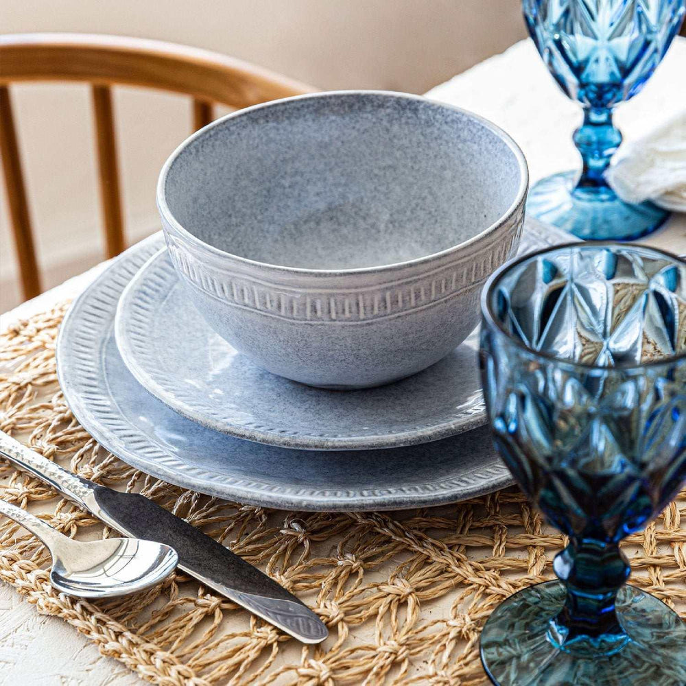 Over&back 12-Piece Ridge Rim Stoneware Dinnerware Set - USA MEGA SHOP