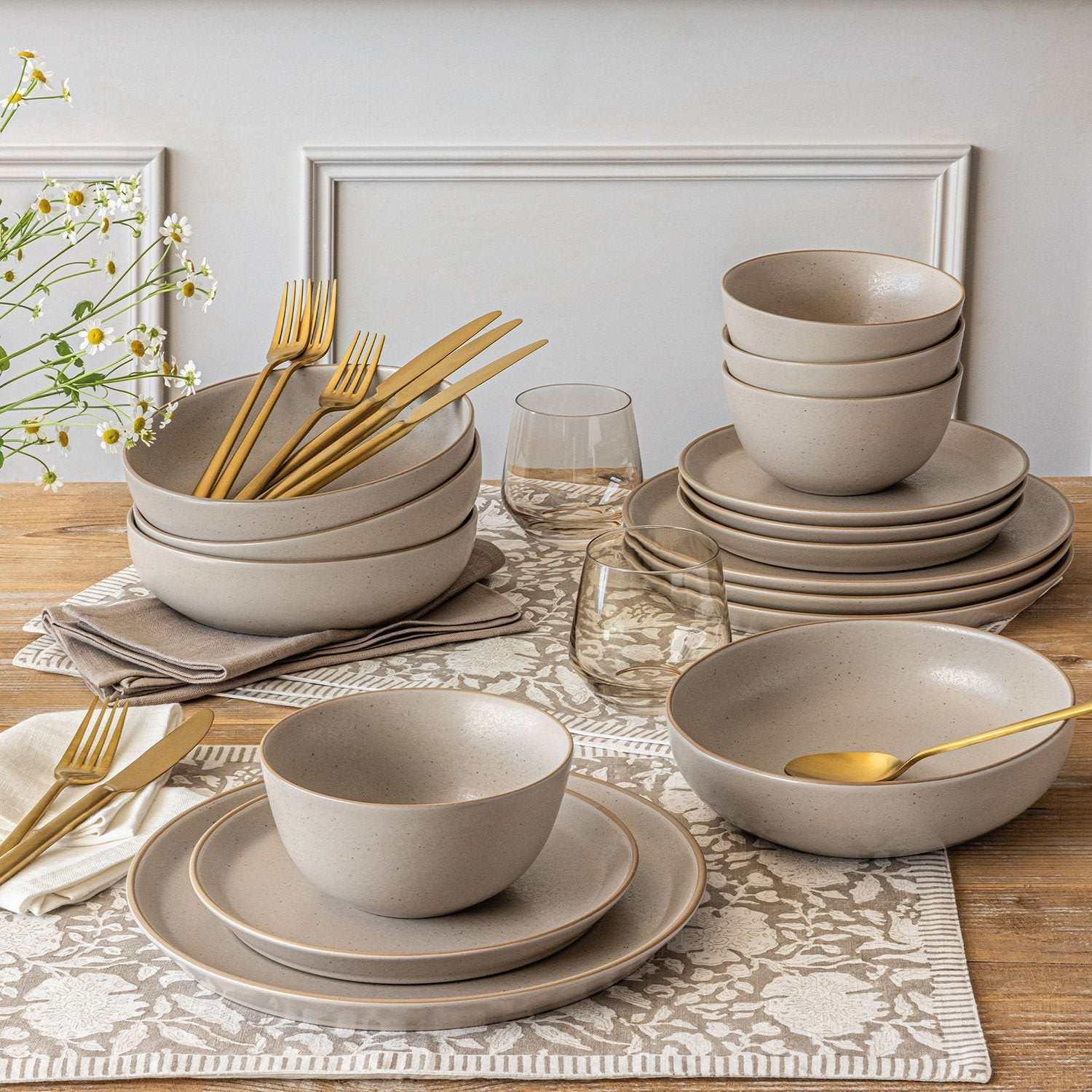 Over&back 16-Piece Artisan Stoneware Dinnerware Set - USA MEGA SHOP