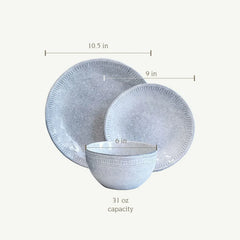 Over&back 12-Piece Ridge Rim Stoneware Dinnerware Set - USA MEGA SHOP