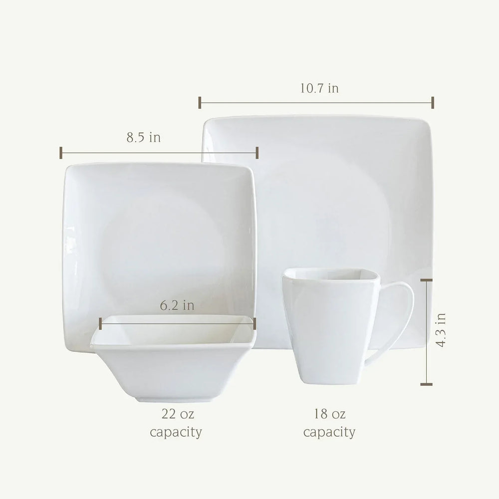 Over&back 32-Piece Squared Dinnerware Set - USA MEGA SHOP
