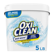 Laundry whitener powder tub (5 lb) with OxiClean White Revive label
