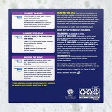 Laundry stain remover powder box back panel with usage instructions and ingredients list.