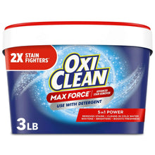 OxiClean Max Force powder stain remover tub, blue with red lid, 3 lb