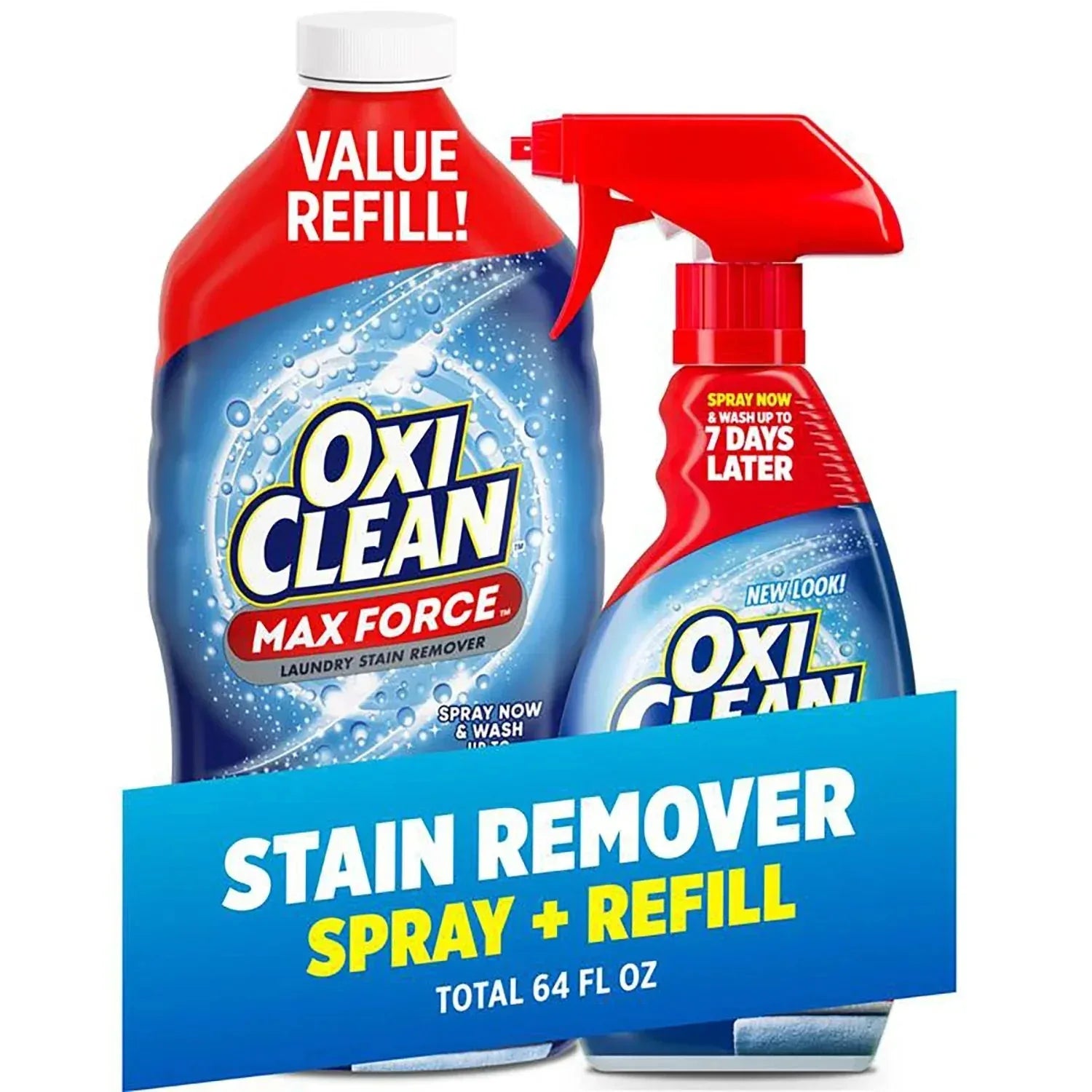 Oxiclean Max Force Advanced Laundry Stain Remover, 48 fl. oz. Refill + 16 fl. Oz. Trigger Spray - USA MEGA SHOP