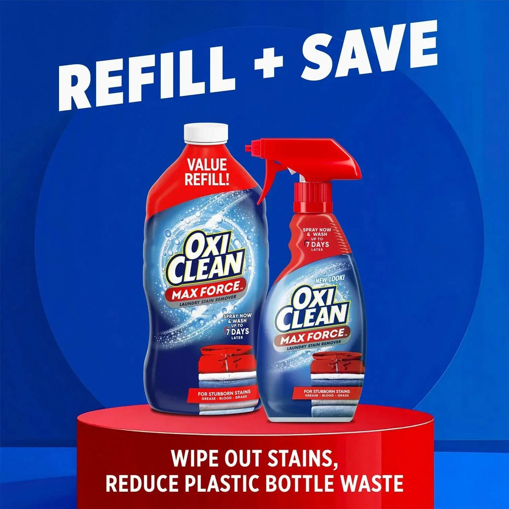Oxiclean Max Force Advanced Laundry Stain Remover, 48 fl. oz. Refill + 16 fl. Oz. Trigger Spray - USA MEGA SHOP