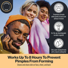 Acne cleansing pads for on-the-go use shown on face-care marketing
