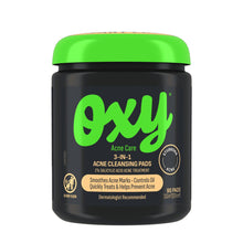 Acne cleansing pads jar with green cap and dark label