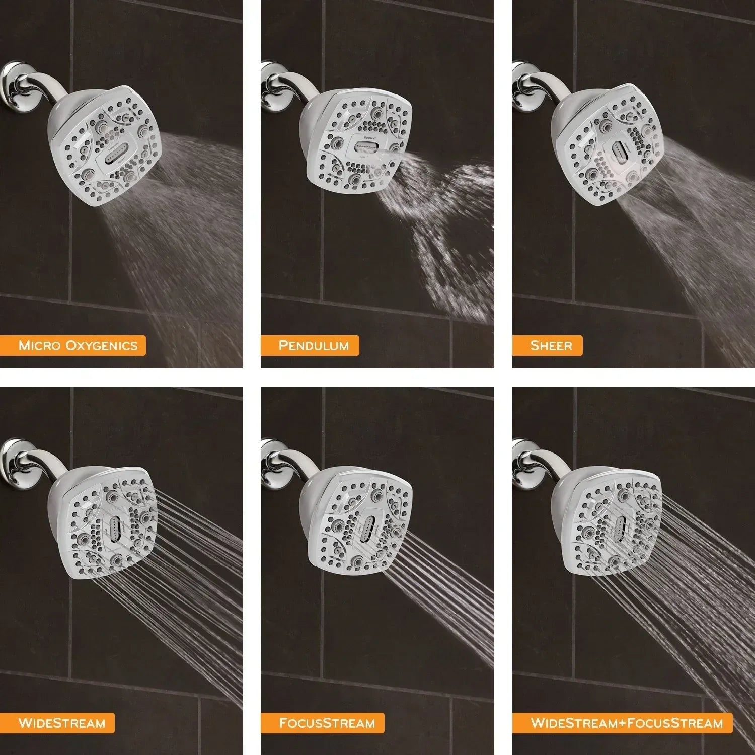 Oxygenics Square 6-Setting Fixed Shower Head (Assorted Colors)