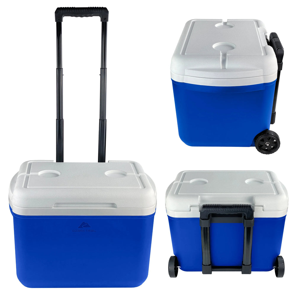 Ozark Trail 30 Quart Capacity Hard Side Wheeled Cooler, 42-Can, Blue - USA MEGA SHOP