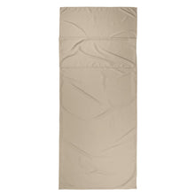 Beige sleeping bag liner sheet, rectangular with stitched quilt baffles