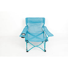 Aqua quad folding beach chair with cupholder and mesh side panels