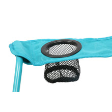 Aqua beach chair armrest with built-in cupholder mesh pocket