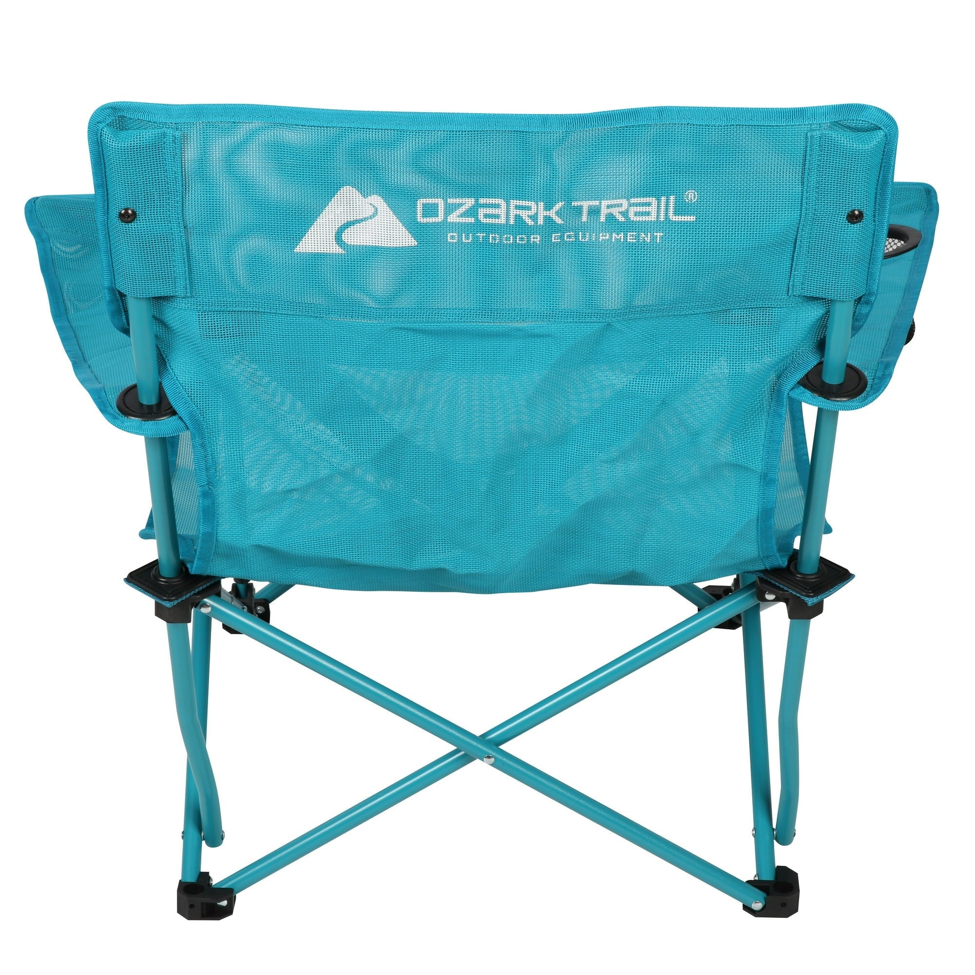 Ozark Trail Quad Folding Beach Chair with Cupholder, Aqua