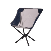 Navy instant compact folding chair with mesh seat and black cross legs