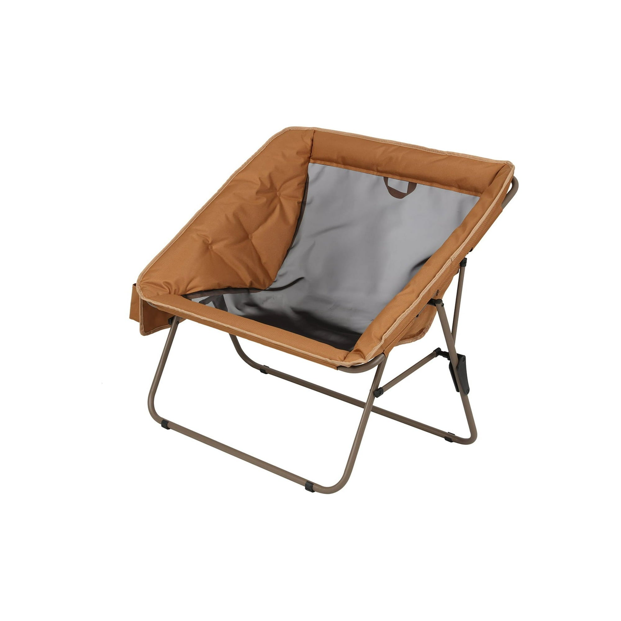 Ozark Trail Padded Foldable Camping Glamping Chair with Side Storage, Brown and Beige, Adult