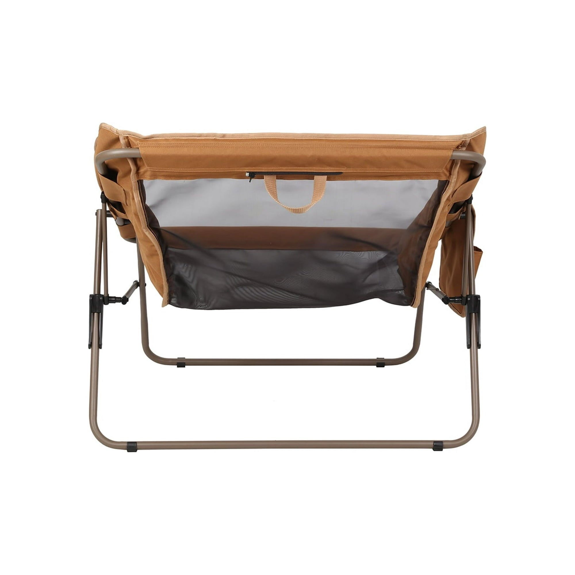 Ozark Trail Padded Foldable Camping Glamping Chair with Side Storage, Brown and Beige, Adult