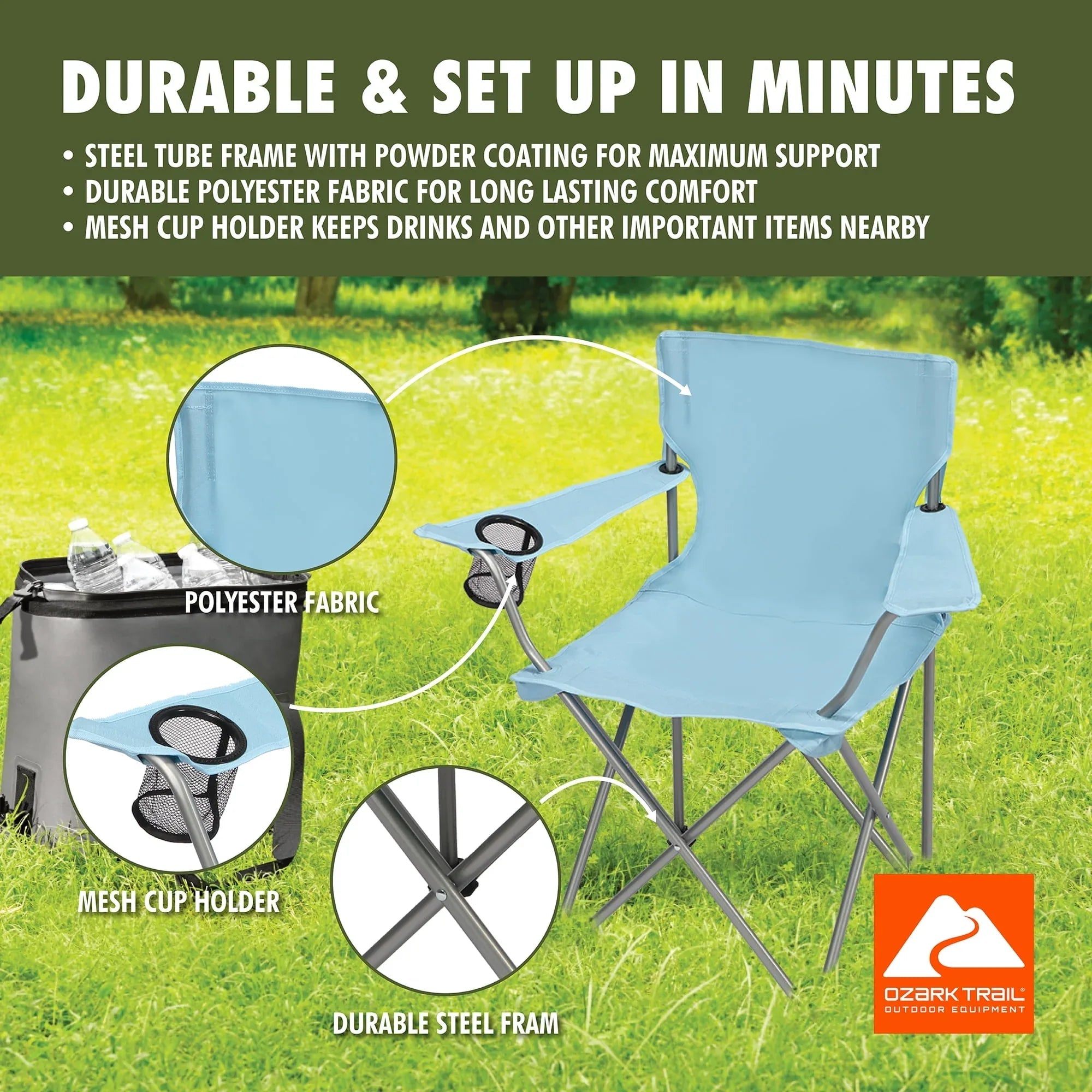 Ozark Trail Quad Folding Camp Chair with Cup Holder