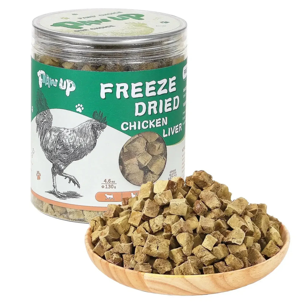 PAWUP Chicken Liver Freeze Dried Dog and Cat Treats, Single Ingredient, Grain Free, No Additives, High Protein Dog Toppers for Training, 4.6oz - USA MEGA SHOP