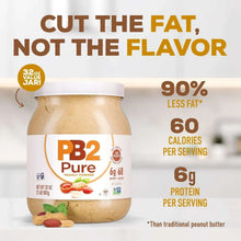 Peanut powder jar front label with 6g protein and 60 calories per serving text