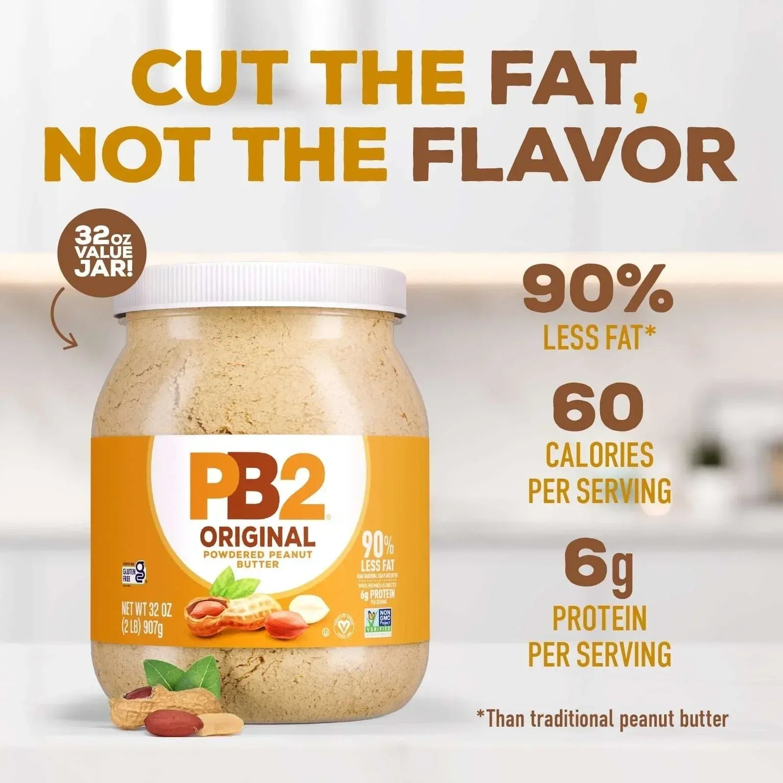 PB2 Foods The Original PB2, Powdered Peanut Butter, 32 oz (907 g)