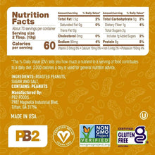 PB2 Original powdered peanut butter jar back panel with nutrition facts and ingredients