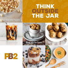 PB2 logo card with recipe ideas and 'Think outside the jar' text