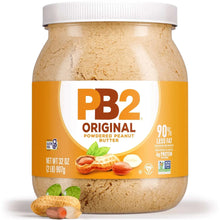 PB2 Original powdered peanut butter jar, 32 oz size, tan powder and orange label