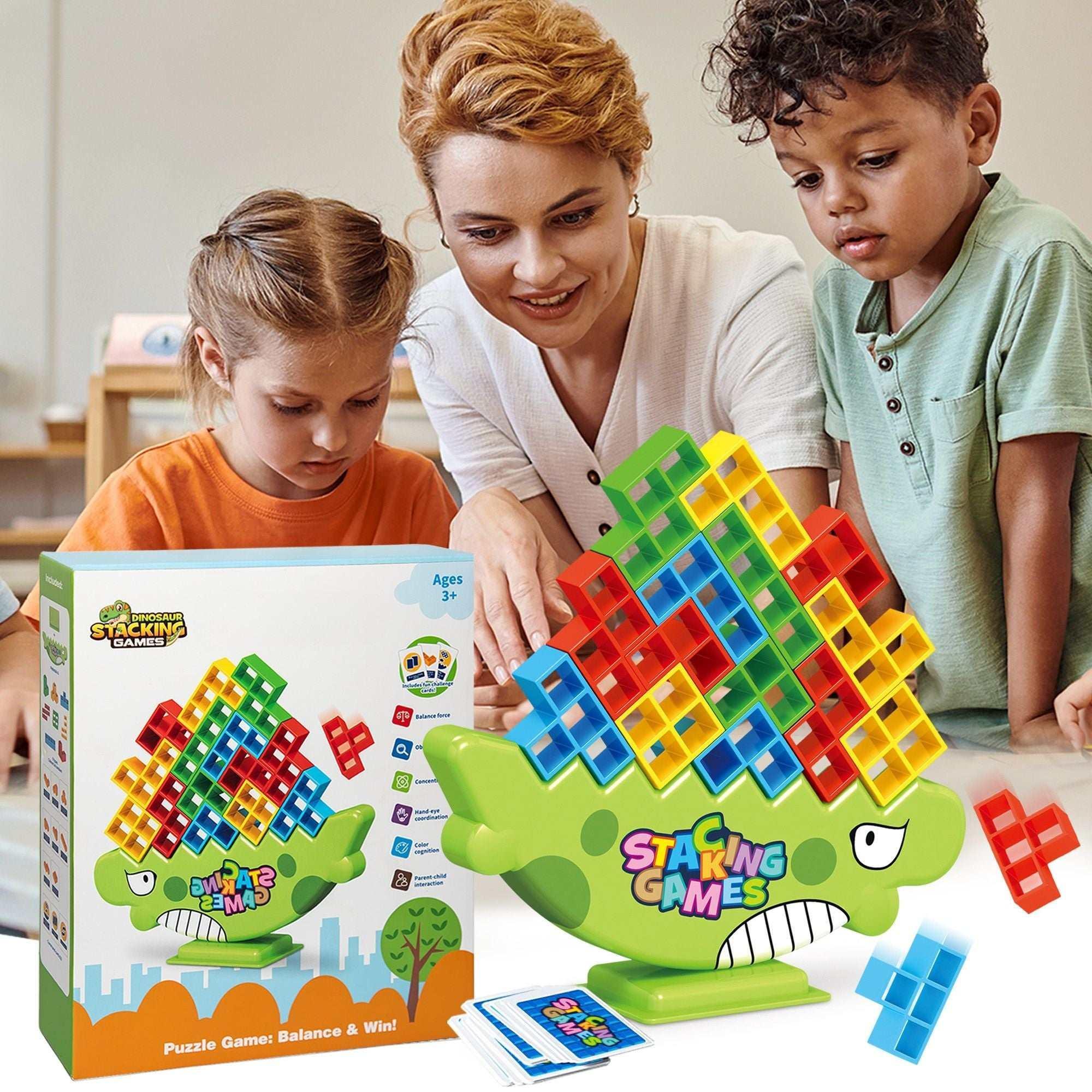 PBALPADL Dinosaur Balance Stacking Blocks by Lktvy. 48PCS Educational STEM Toy for Kids Ages 3+, Safe ABS Construction, Fun Family Game for Focus & Fine Motor Skills - USA MEGA SHOP