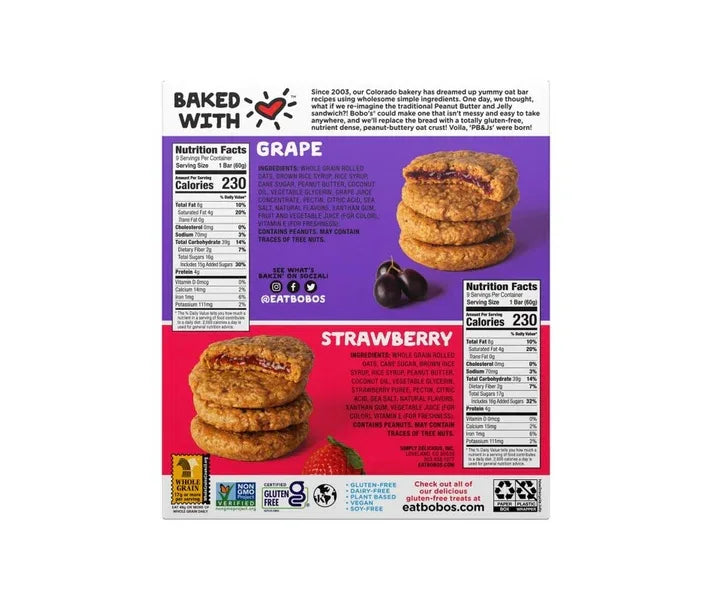 Bobo's PB&J Oat Snacks, Variety Pack, 18 pack