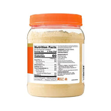 Roasted peanut powder jar with nutrition facts and ingredients panel on back
