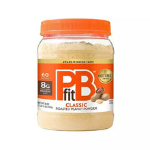 Roasted peanut powder jar with orange lid and PB fit Classic label