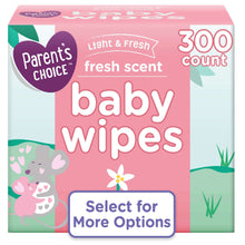 Baby wipes box, 300-count lightly fresh scent, bunny and leaf graphics