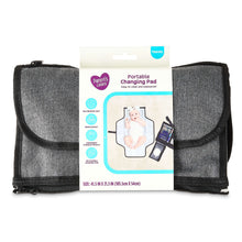 Gray portable changing pad in zip carrying case with shoulder handles